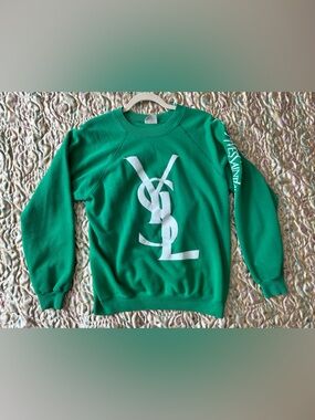 YSL Bootleg Green Crewneck Streetwear Sweatshirt